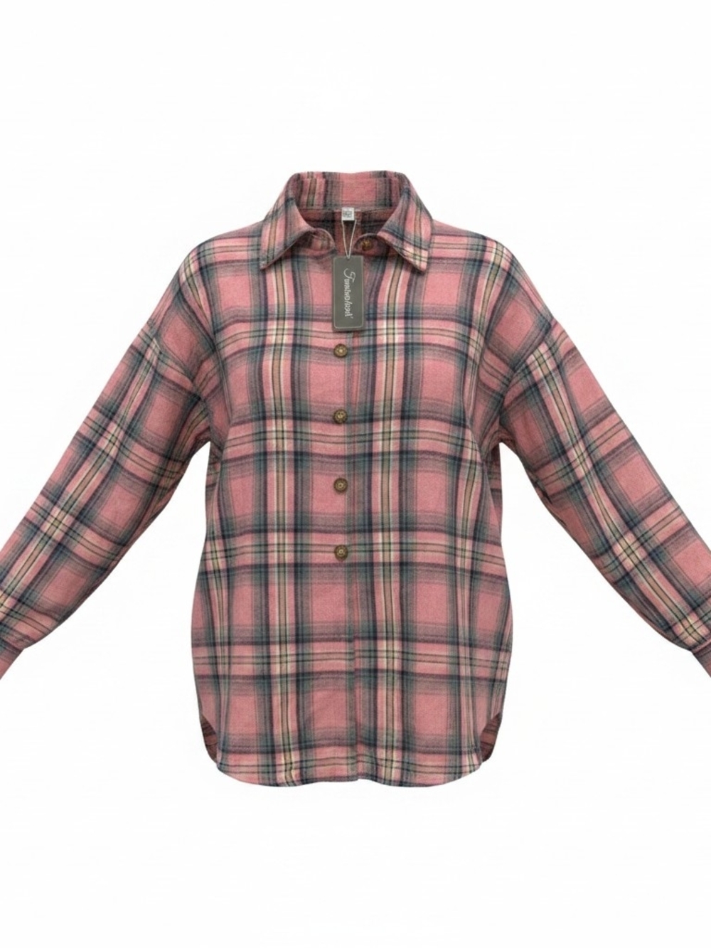 Plaid Button-Down Shirt - Pink